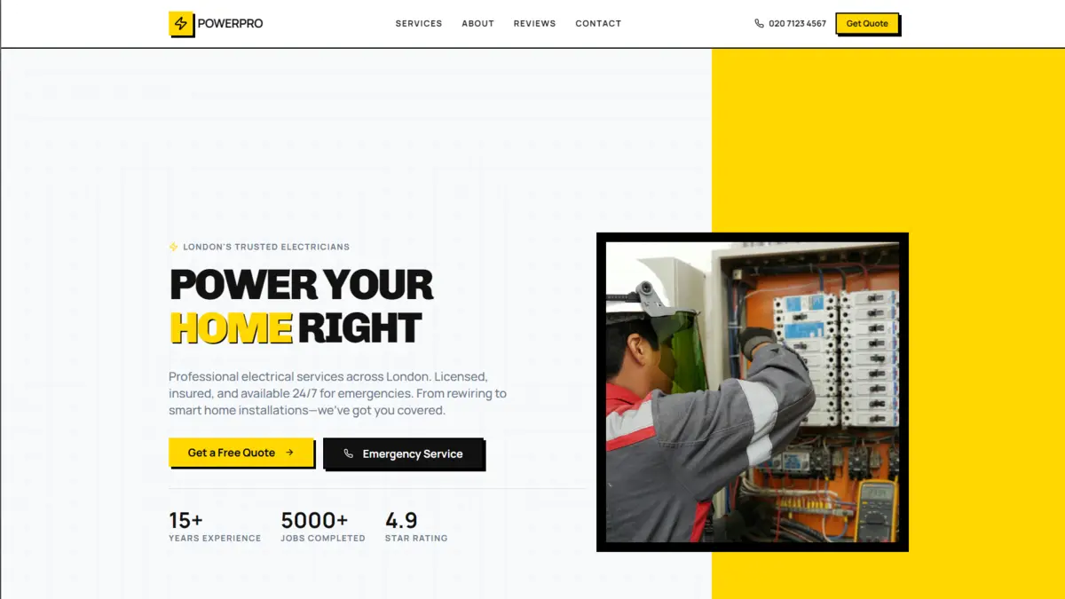 PowerPro — a concept website build for an electrical firm, by Swift Web SEO